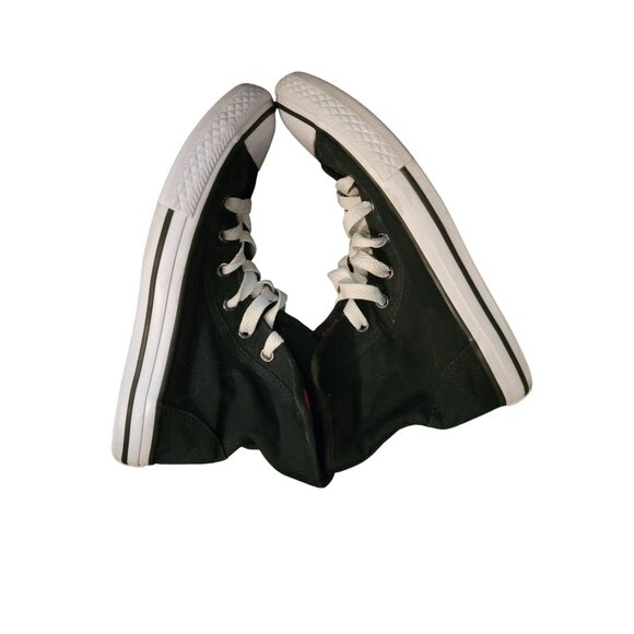 Converse All Star Black Canvas High-Tops W/ Red Plaid Fold-Down Collar US 4/EU 3 - Picture 3 of 6